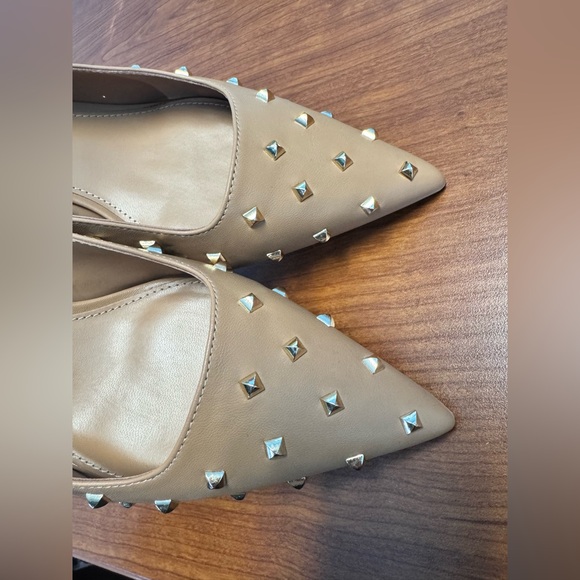 Mango Studded Slingback Heels - Brown & Gold - size 37 (6.5)